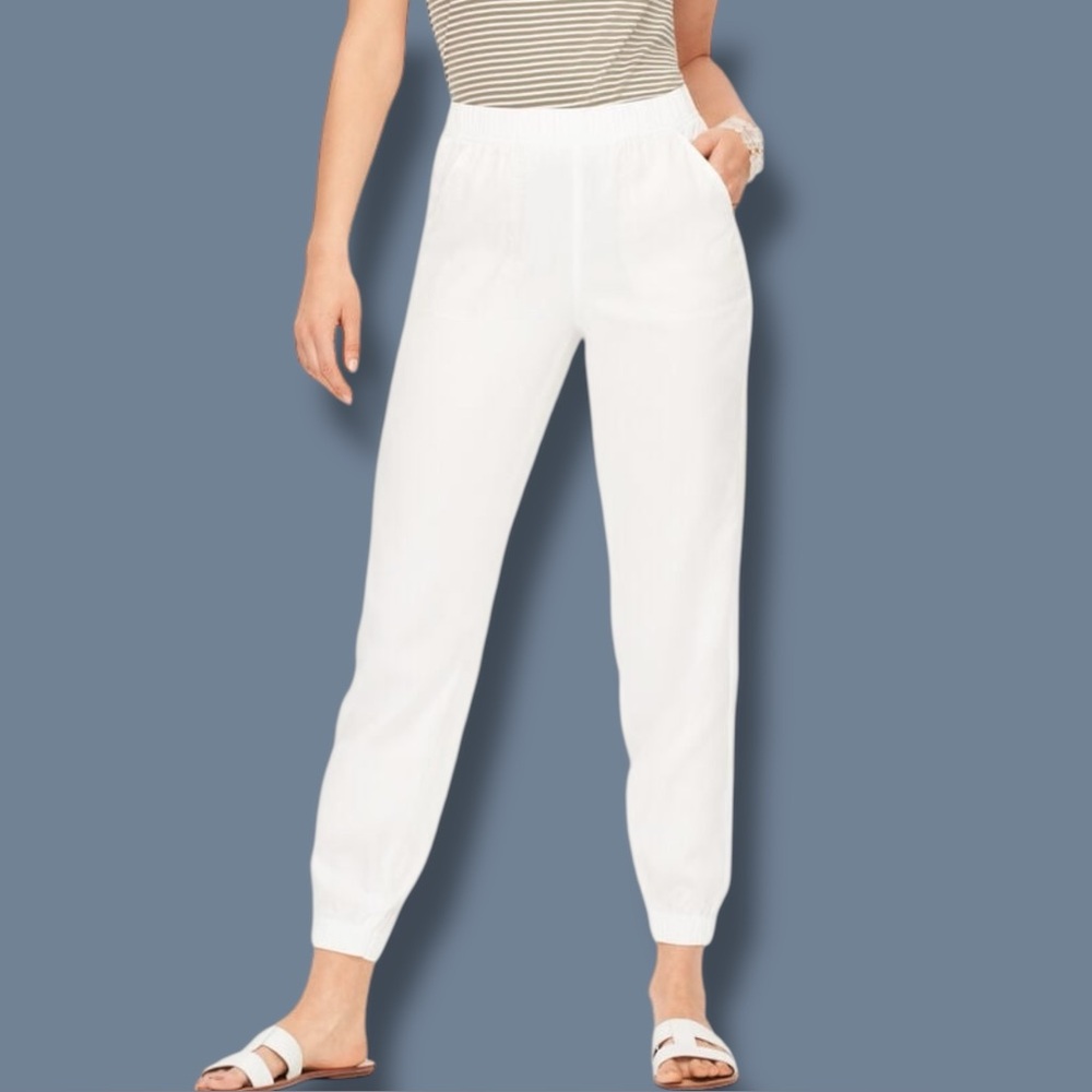 NWOT Talbots Size Medium White Ankle Length Tencel™ Weekend Joggers